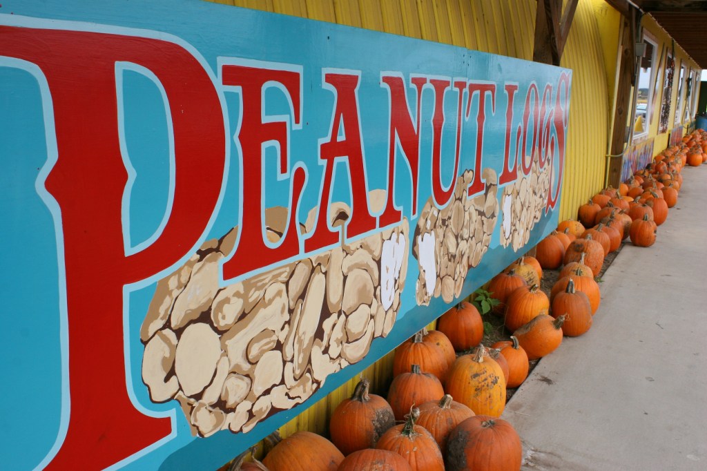 Peanut logs are made on-site as are apple pies.