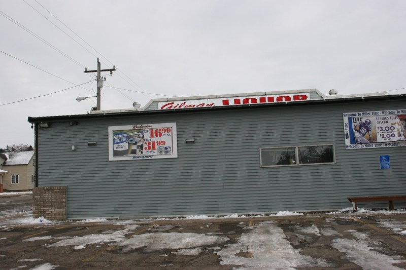 Some parking lots were treacherously icy, like this one where we turned our van around in Gilman.