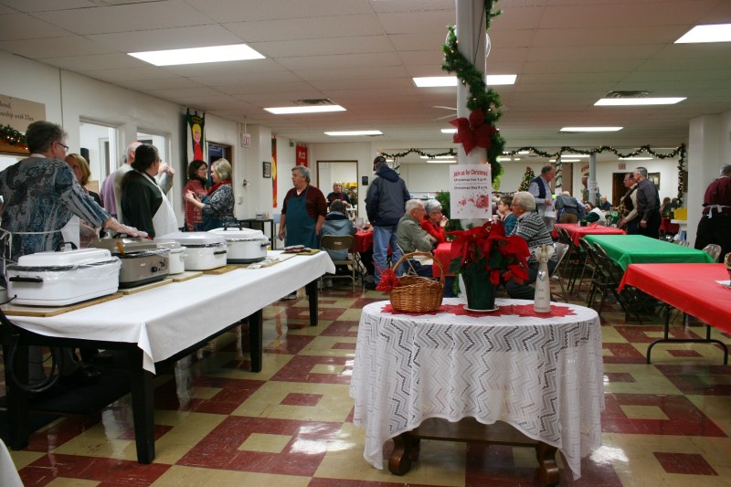 This is the view walking into the dining hall. Diners can leave a free will offering, a portion of which goes to Rice County charities.