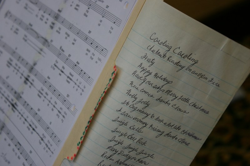 The musicians' list of holiday songs and music.