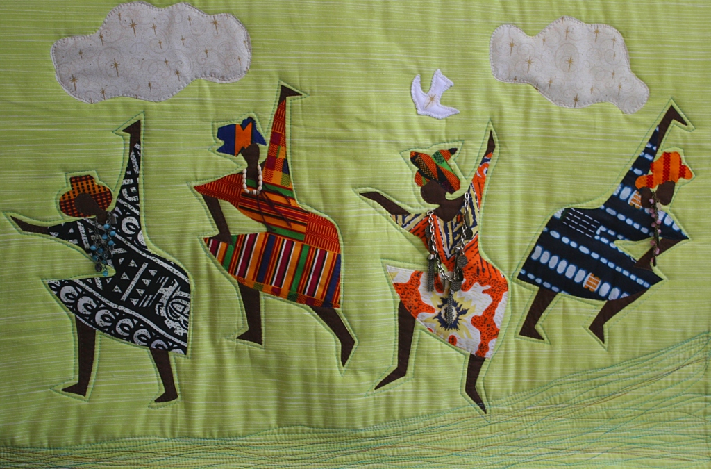 Artist Susan Griebel crafted this quilted art from fabric her mother-in-law, Margaret Griebel, had gotten in Africa. 