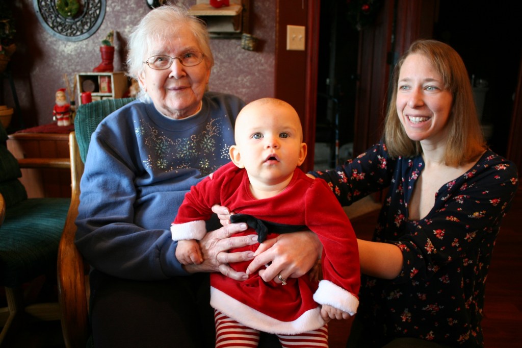 Three generations: my mom, my eldest daughter and my granddaughter.