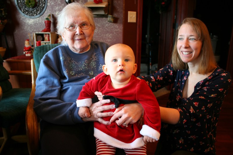 Three generations: my mom, my eldest daughter and my granddaughter.