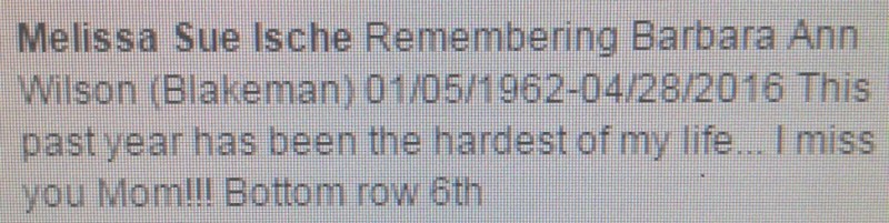 A comment on the MCBW Facebook page from the daughter of a 