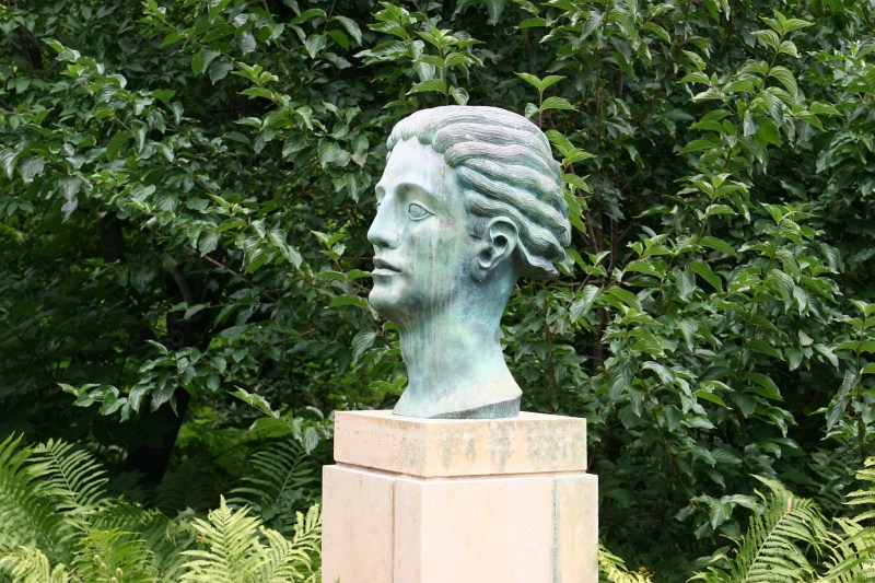 Sculptures are integrated throughout the landscape.