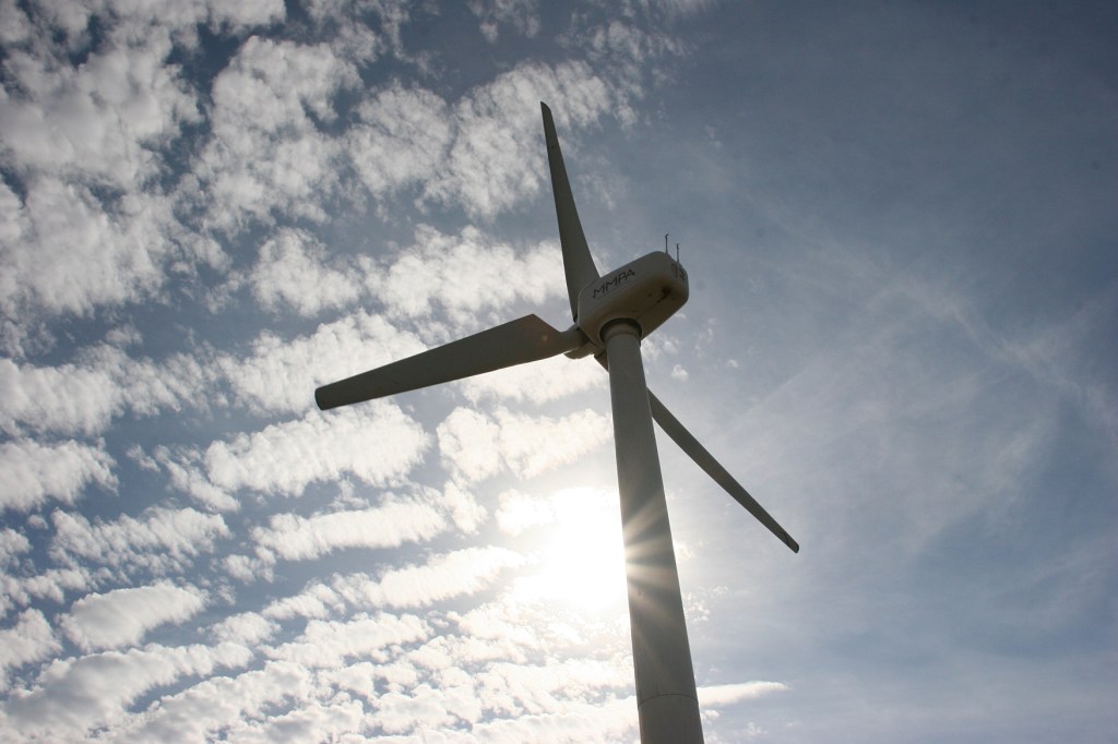 At Faribault Energy Park, the windmill was set against a beautiful sunny blue dky.