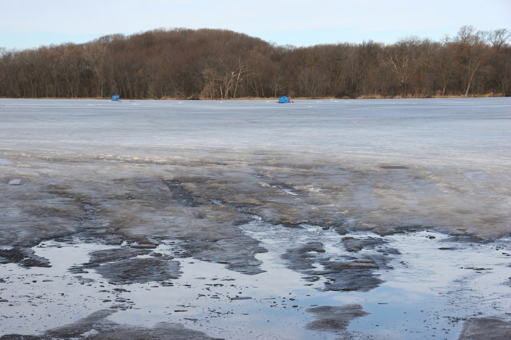 Meanwhile, on Union Lake in northern Rice County, ice fisherman by the dozens fished Sat