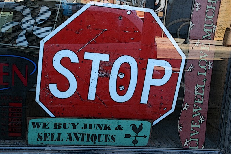 A front window at Vintique in downtown New Prague. The shop specializes in vintage Czech jewelry and in vinyl records.