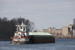 Downtown La Crosse, #107 barge on the Mississippi