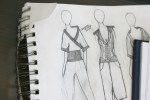 Fashion, #28 sketches in notebook