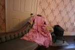 Faribault house Christmas, #42 vintage dress on settee