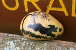 Loon sculpture, #217 dog painted on&nbsp;rock
