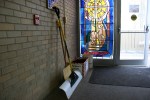 Fourth Ave UCC Church, #5432 snow shovels by&nbsp;door