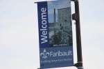 February in Faribault, MN, #6129 mill district banner&nbsp;close-up