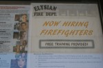 Elysian MN, #8023 hiring firefighters&nbsp;sign